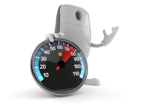 Computer mouse character with speed meter Stock Illustration