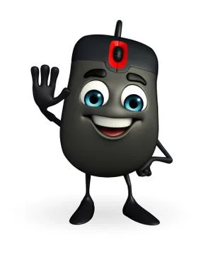 Computer mouse character with stop pose Illustrazione stock