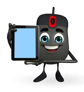 Computer mouse character with tab Stock Illustration