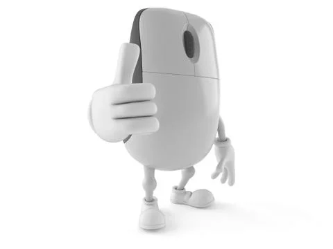 Computer mouse character with thumb up Illustrazione stock