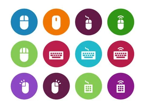 Computer mouse circle icons on white background Illustrazione stock