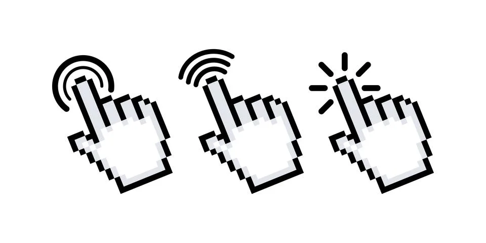 Computer mouse click cursor. Click arrow. Pointer cursor 库存插图