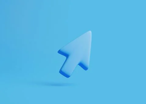 Computer mouse click pointer on a blue background. 3D rendering illustration Illustrazione stock