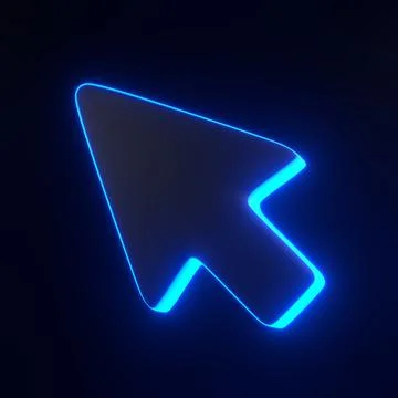 Computer mouse click pointer with bright glowing futuristic blue neon light Illustrazione stock