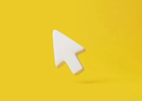 Computer mouse click pointer on a yellow background Illustrazione stock