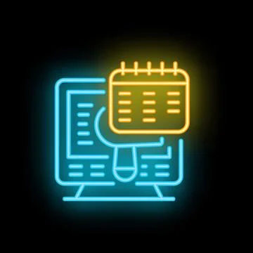 Computer mouse clicking on calendar icon displayed on computer screen in ne.. Stock Illustration