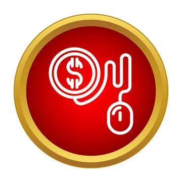 Computer mouse clicking dollar coin online advertising Stock-Illustration
