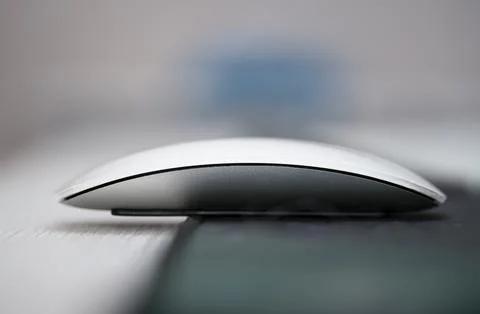 Computer mouse close-up on the table. Stock Photos