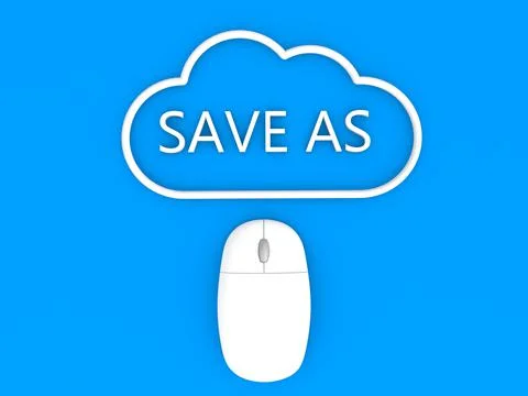 Computer mouse cloud and the inscription - save as on a blue background. Stock Illustration