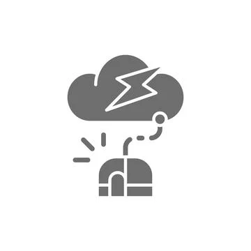 Computer mouse with cloud, server grey icon. Stock Illustration