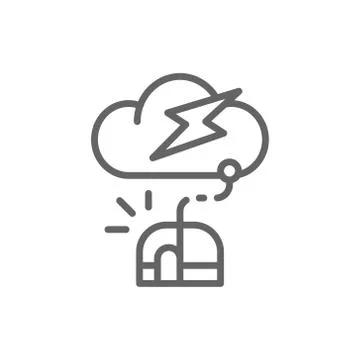 Computer mouse with cloud, server line icon. Stock Illustration
