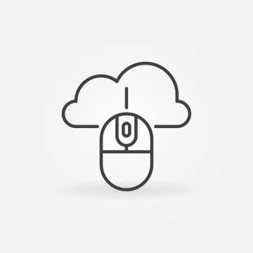 Computer Mouse with Cloud vector concept outline icon Stock Illustration