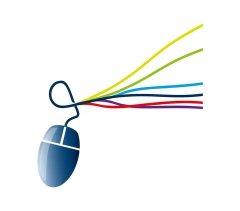 Computer mouse with colorful wires Stock Illustration