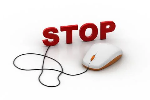 Computer mouse connect with word stop Illustrazione stock gratuita