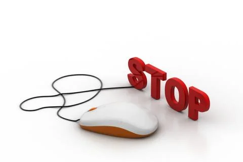 Computer mouse connect with word stop Illustrazione stock gratuita