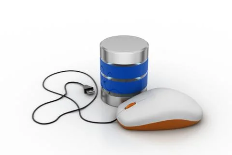 Computer mouse connected with battery Free Stock Illustration