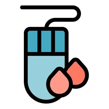 Computer mouse connected to blood drops, healthcare technology symbol Stock Illustration