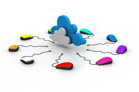 Computer mouse connected to a cloud Illustrazione stock gratuita