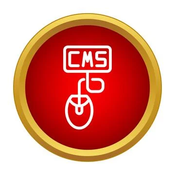 Computer mouse connected to cms text icon in a red circle Illustrazione stock