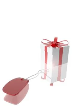 Computer mouse connected to a gift Stock Illustration