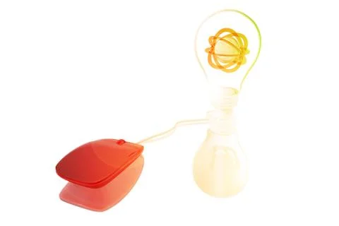 Computer mouse connected to a lightbulb Stock Illustration