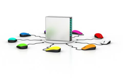 Computer mouse connected Server Illustrazione stock gratuita