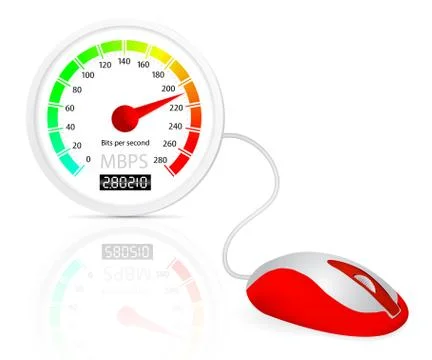 Computer mouse connected to a speedometer Stock Illustration