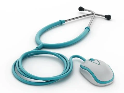 Computer mouse connected to Stethoscope Stock Illustration