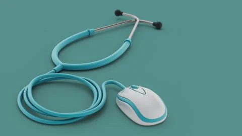 Computer mouse connected to Stethoscope Stock-Illustration