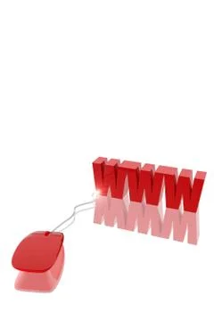 Computer mouse connected to www symbol Illustrazione stock