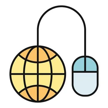 Computer mouse connecting to global internet network icon Stock Illustration