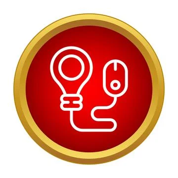 Computer mouse connecting to light bulb icon Stock Illustration