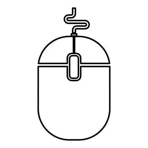 Computer mouse contour outline icon black color vector illustration flat styl Stock Illustration