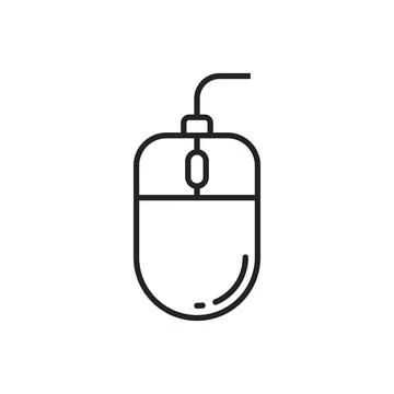 Computer mouse with cord isolated outline icon Stock Illustration
