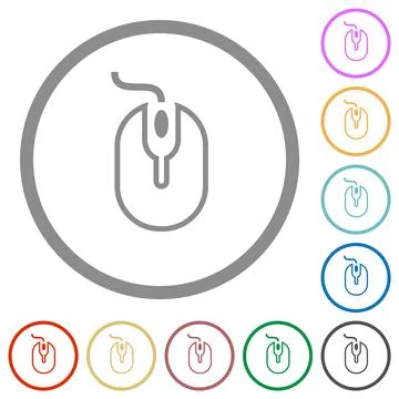 Computer mouse with cord outline flat icons with outlines 스톡 일러스트