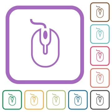 Computer mouse with cord outline simple icons 스톡 일러스트
