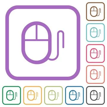 Computer mouse with cord outline simple icons Stock Illustration