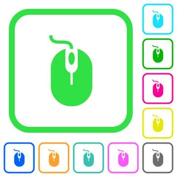 Computer mouse with cord vivid colored flat icons icons Illustrazione stock
