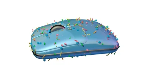 Computer mouse covered with germs, bacteria, viruses, microbes Stock Footage 100569085