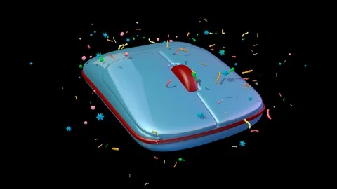 Computer mouse covered with germs, bacteria, viruses, microbes.Spreading out Stock-Footage 100569092