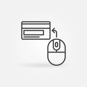 Computer Mouse with Credit Card vector outline icon Stock Illustration