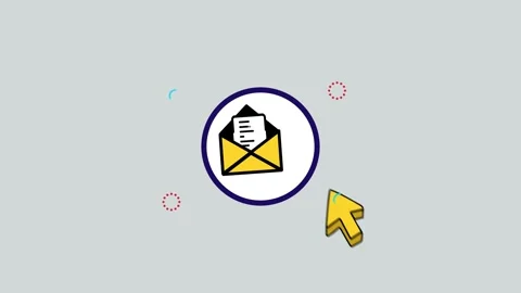 Computer mouse cursor clicking on an email Icon Open Animation Stock Footage 320473798