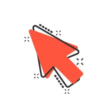 Computer mouse cursor icon in comic style. Arrow cursor vector cartoon illust Stock Illustration