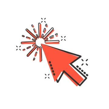 Computer mouse cursor icon in comic style. Arrow cursor vector cartoon illust Illustrazione stock