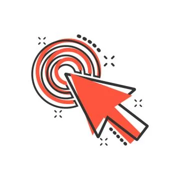 Computer mouse cursor icon in comic style. Arrow cursor vector cartoon illust Stock Illustration