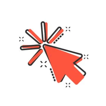 Computer mouse cursor icon in comic style. Arrow cursor vector cartoon illust Stock Illustration