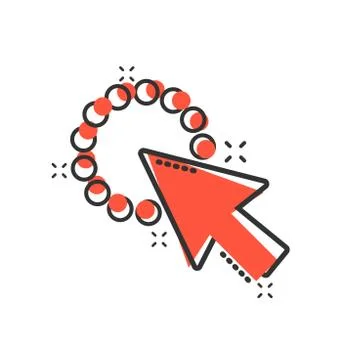 Computer mouse cursor icon in comic style. Arrow cursor vector cartoon illust Stock Illustration