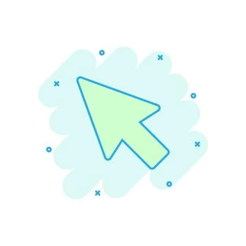 Computer mouse cursor icon in comic style. Arrow cursor vector cartoon illust Stock Illustration