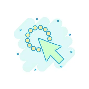 Computer mouse cursor icon in comic style. Arrow cursor vector cartoon illust Stock Illustration