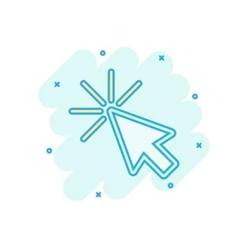Computer mouse cursor icon in comic style. Arrow cursor vector cartoon illust Illustrazione stock